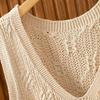 Knitted Tank Top for Women V Neck Sleeveless Hollow Out Crochet Camisole Top Summer Loose Casual Sweater Vest