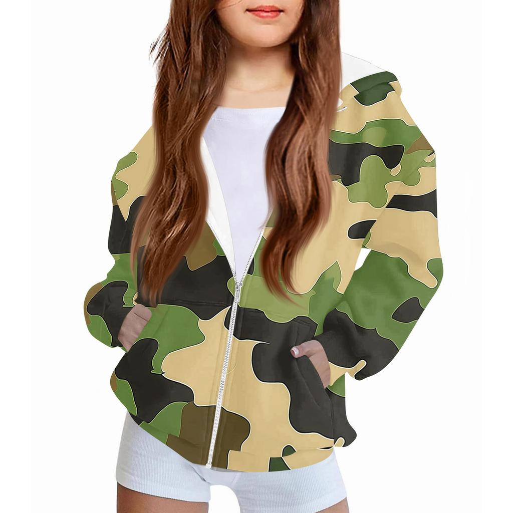 Children's Fashion Christmas Printed Long Sleeved Hooded Sweatshirt Girls' Hoodie Jacket
