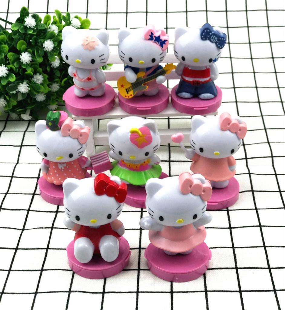 Hello Kitty Mini Figures Set Eight Piece Cute Cartoon Kt Miniatures Cake Toppers Gift