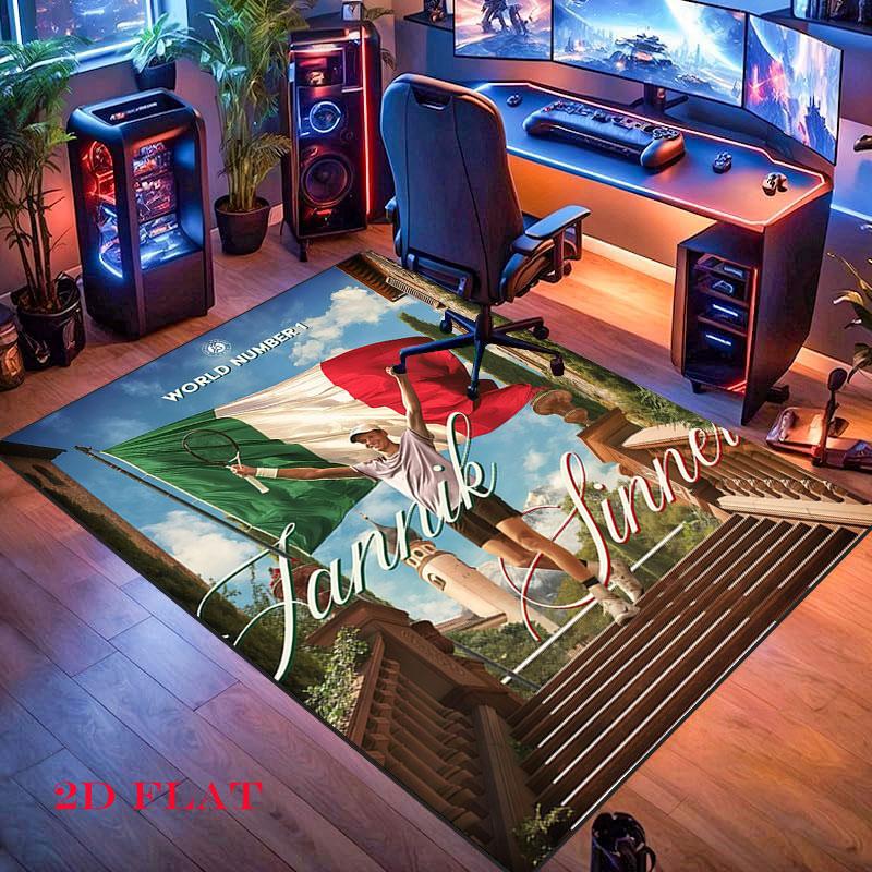 Jannik Sinner Rush Carpet Rug for Living Room Bedroom Home Sofa Decoration,Kids play Nonslip Floor Mat
