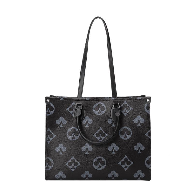 

New women s bag large-capacity retro printed tote bag texture versatile work commuter bag portable shoulder bag Medium