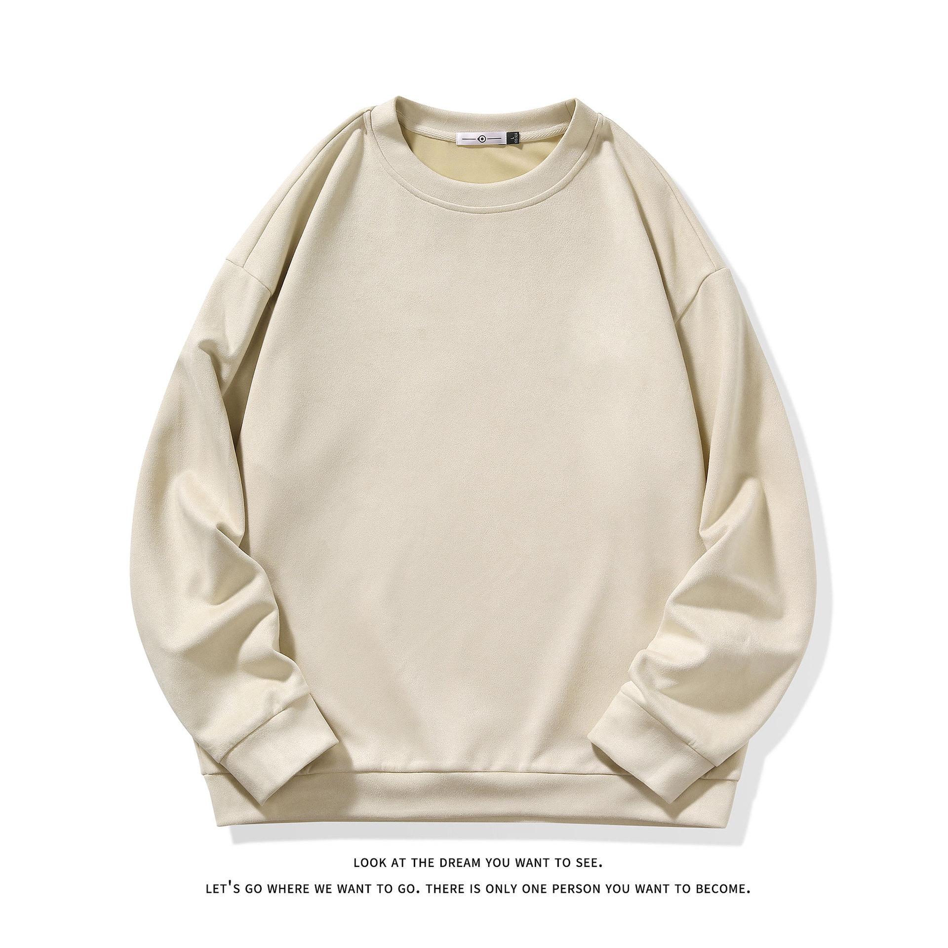 

Мужская весенне-осенняя новинка в гонконгском стиле, большой размер, длинный однотонный замшевый свитер с круглым вырезом и длинными рукавами, универсальный повседневный свитер 3XL