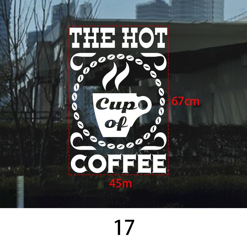 Coffee Shop Wall Sticker Cafes Ice Cream Bread Cake Wall Art Decals DIY Restaurant Milk Tea Shop Decor Sign Window Glass Film