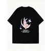White Oversized T Shirt With Pink Rabbit And Moon Print For Casual Wear
