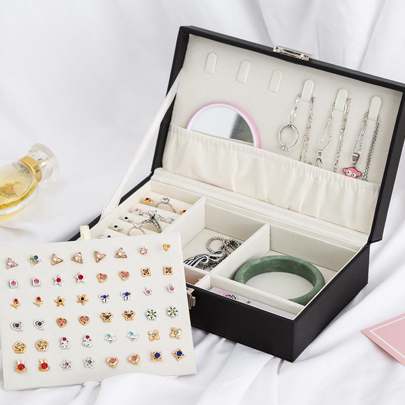 Portable Multifunctional Jewelry Organizer Box for Earrings, Rings, and Necklaces
