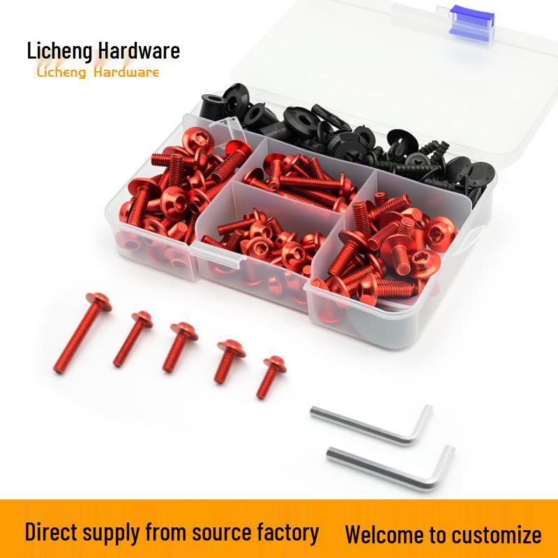 Śruby kolorowe do szyby motocyklowej ze stopu aluminium (177/183/198 szt.)