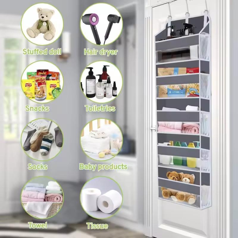 Upgraded Largecapacity Closed Storage Hanging Bag Organizer Fivelayer Nonwoven Door Storage Punch Free Hanging Bag Storage Bag