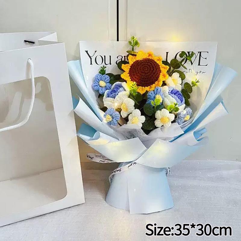 Artificial Flower Crochet Bouquet Eternal Flowers Valentine's Day Graduation Bouquet Wedding Guest Gift New Year Bouquet Flowers