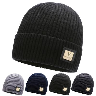 New Men's Knitted Woolen Hat Winter Large Head Circumference Plus Velvet Thickening Warm and Cold Protection Hat
