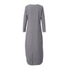 Women’s Printed Long Sleeve V-neck Maxi Dress Split Hem Baggy Kaftan Long Dress