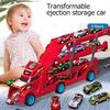 Deformation Toy Car Track: Folding Transport Truck with Pull-back Alloy Car