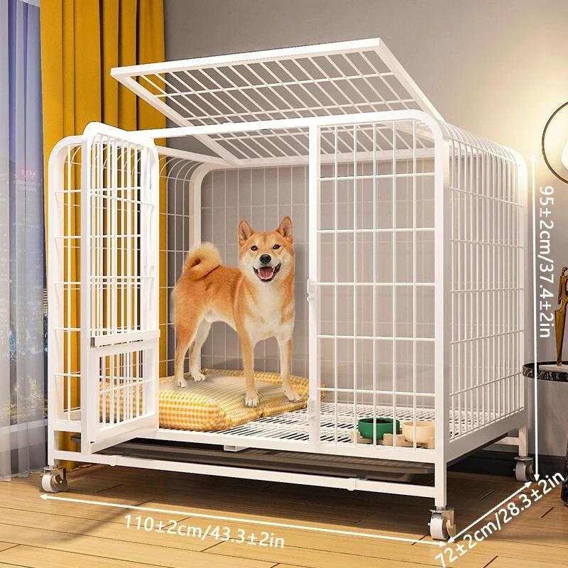 BOOTEELY Heavy Duty Dog Kennels Metal Dog Kennels Heavy Duty Indestructible And Escape-Proof Dog Crate Cage Kennel for Large Dog