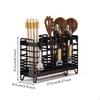 Kitchen Chopstick Holder, Draining Storage Rack Organizer Black 2G Desk