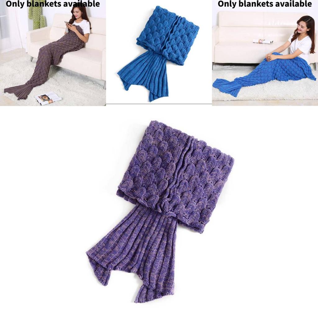 Fish Scale Pattern Mermaid Blanket Knitted Sofa Blanket For Cozy Home Use