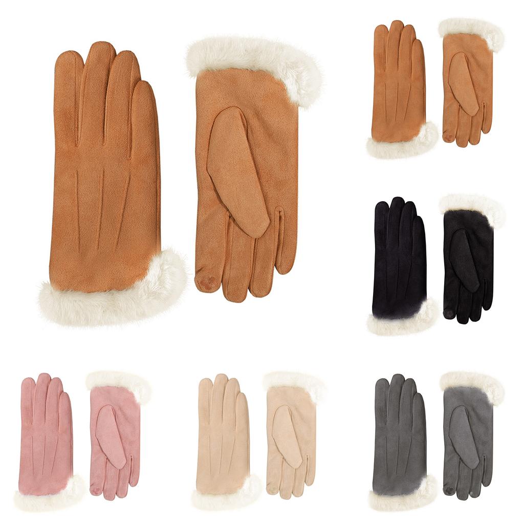 Deer Skin Velvet Warm Gloves, Women's Thick Velvet Gloves, Windproof Gloves, Men's Cycling Skiing Gloves