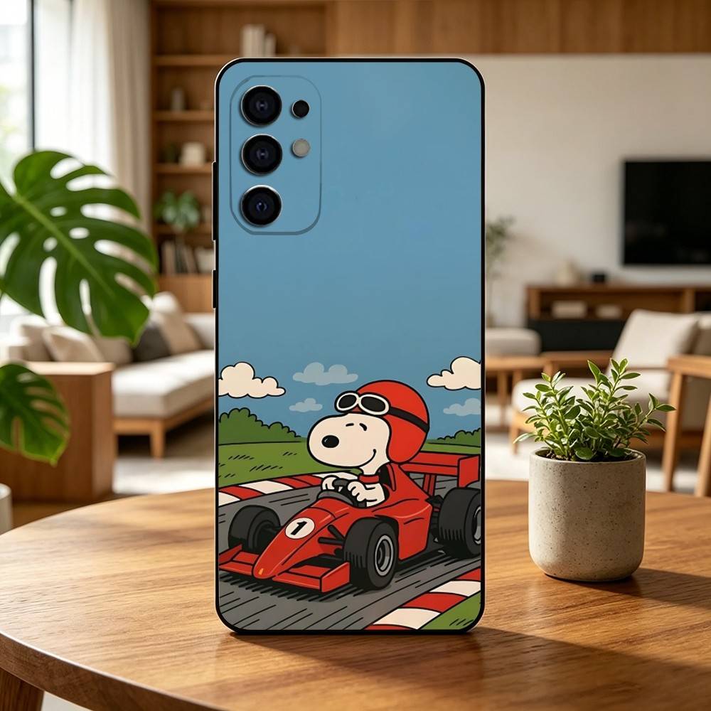 Cartoon T-S-noopy-PC Phone Case Black Silicone Soft For Samsung S25,S24,S21,S22,S23,S30,Ultra,S20,Plus,Fe,Lite