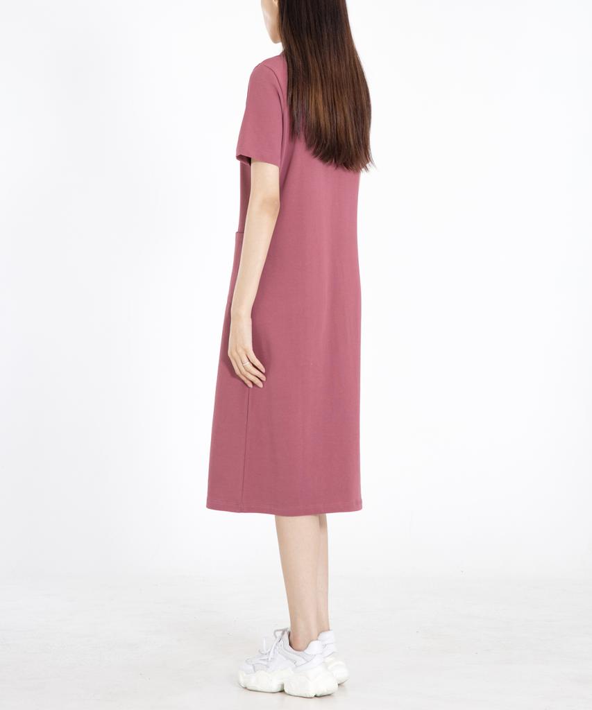 RAW TO RAW Wrd023 Fine Cotton Pocket Dress (Redbean)
