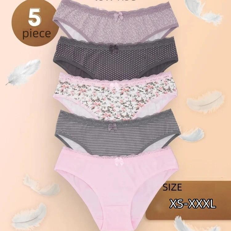 5pcs Women's Summer Cotton Comfortable Breathable Low Rise Briefs