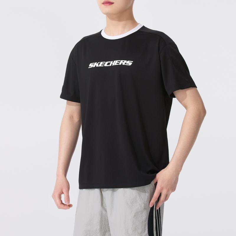 Skechers Fashionable Breathable Round Neck Short Sleeve T-Shirt Unisex tops Black P225U124-03K8