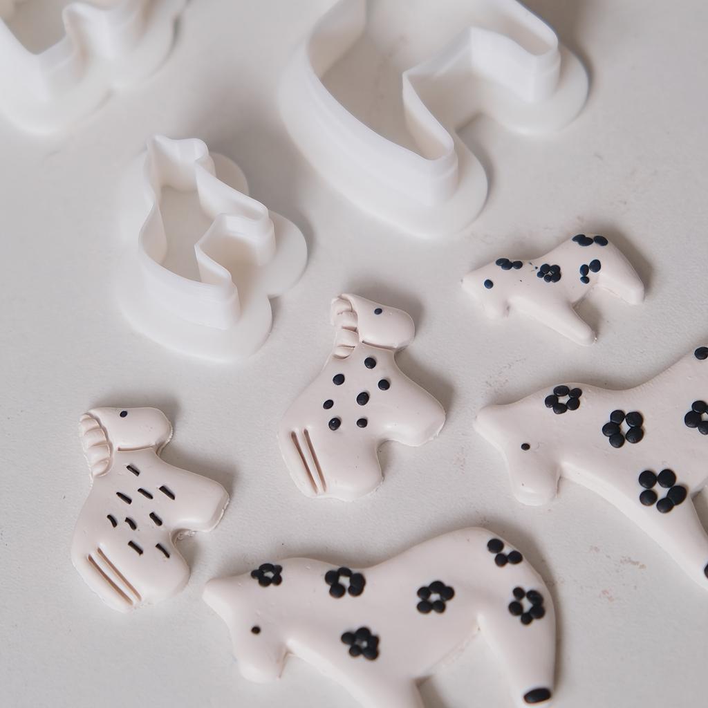 3pcs  'Little Horse' Year of The Horse Spring Festival Series Soft Clay High-Precision Cutter Molds,for Making Various Additions