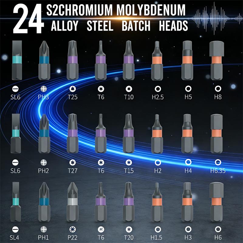 24 In 1 Magnetic Screwdriver Set Magnetic Compact and Portable Ratchet Screwdriver with Reversible High Torque Drive Handle