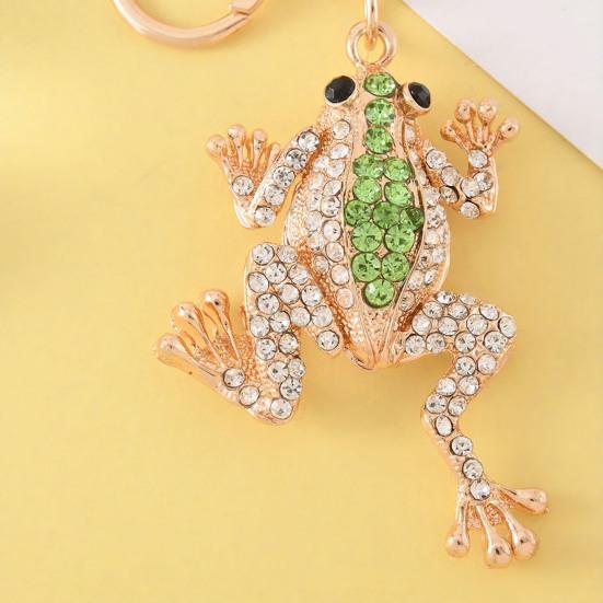 Toad Key Chain Rhinestone Toad Keychain Sparkly Lucky Money Frog Toad Charm with Key Ring Bag Charm for Men Women