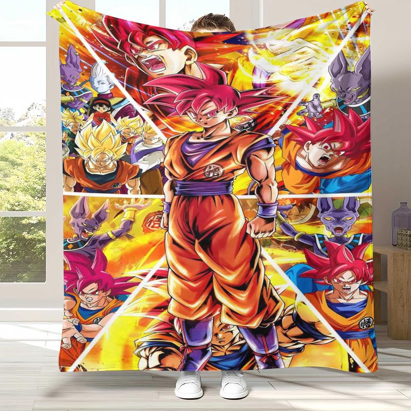 Anime D-Dragon Ball Game Cartoon Flannel Blanket,Ultra Soft Warm Plush Throw for Home Bedroom Bed Sofa Cover Office Camping