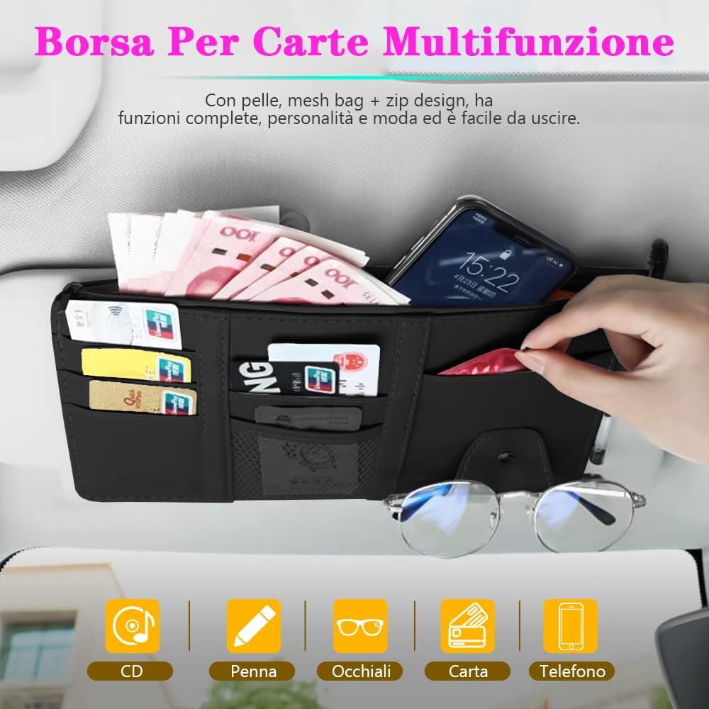 Car Visor Organizer Car Accessories Pocket Holder Car Accessories Organizers Leather Hearing Bag