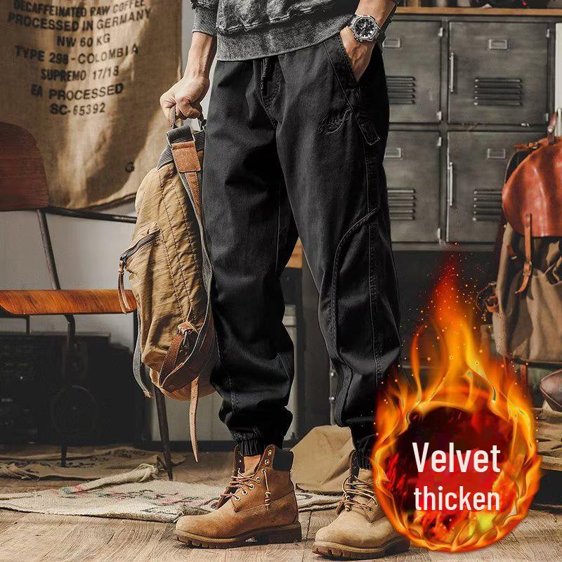 Men's Heavyweight Retro Winter Overalls - Loose, Thickened, Cuffed, Plus Velvet