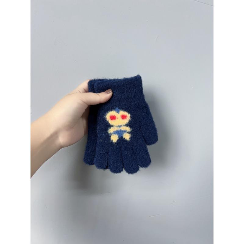 

Children s Gloves Cartoon Five Finger Baby Autumn and Winter Boys and Girls Children Versatile Plus Velvet Thickened Warm average size