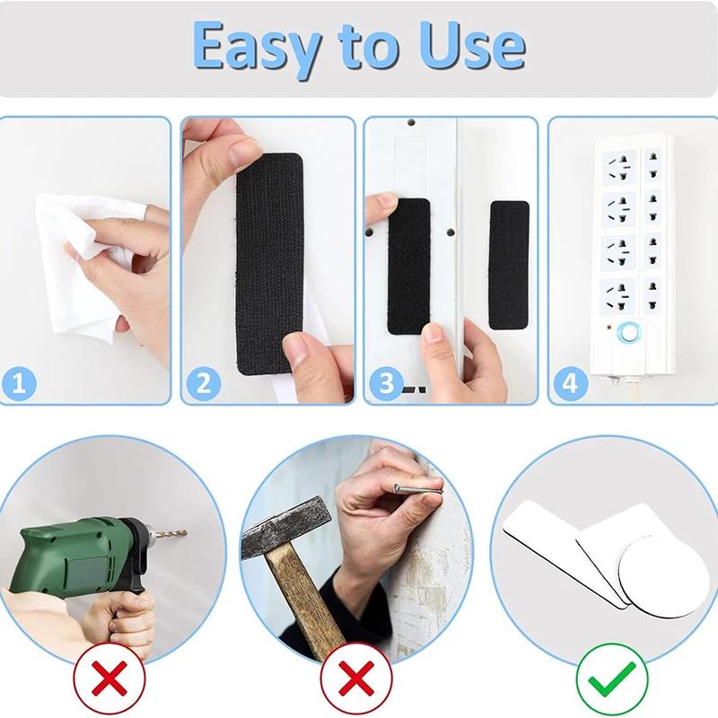 1-40Bags Velcro Double-Sided Self-Adhesive Fastening Tape Nylon Sticker Hook Loop Fastener Tape for Home Carpet Anti Slip Mat