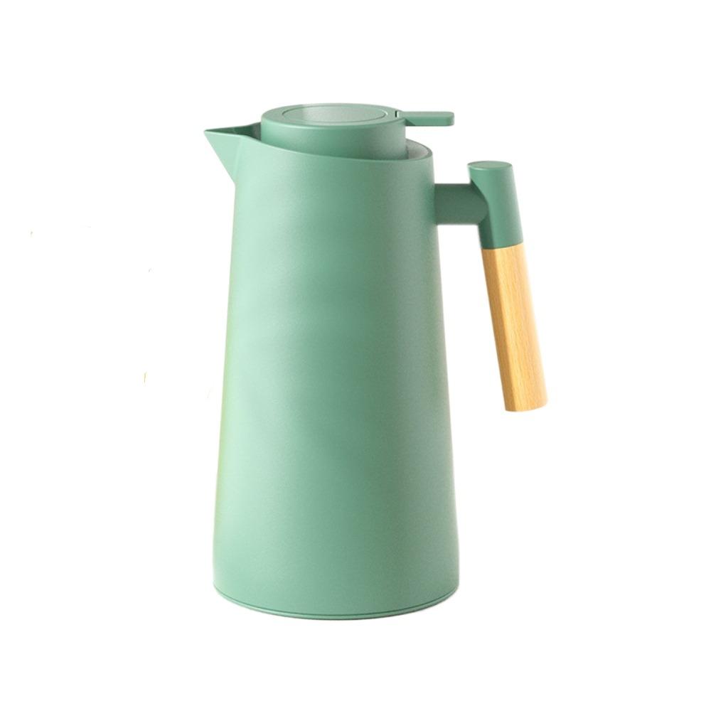 1L Insulated Bottle Wood Handle Household Coffee Pot Portable Nordic Vacuum Flask  Drinkware