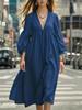 European & American Spring/Summer Women's Casual Lantern Sleeve Maxi Dress