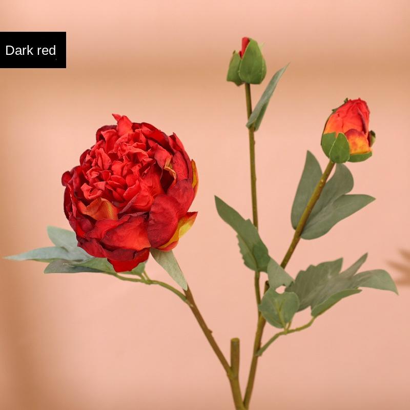 Simulare de înaltă calitate, 3 capete, miez de muguri, bujor, mătase, acasă, sufragerie, masă, decorare pentru nuntă, floare artificială falsă