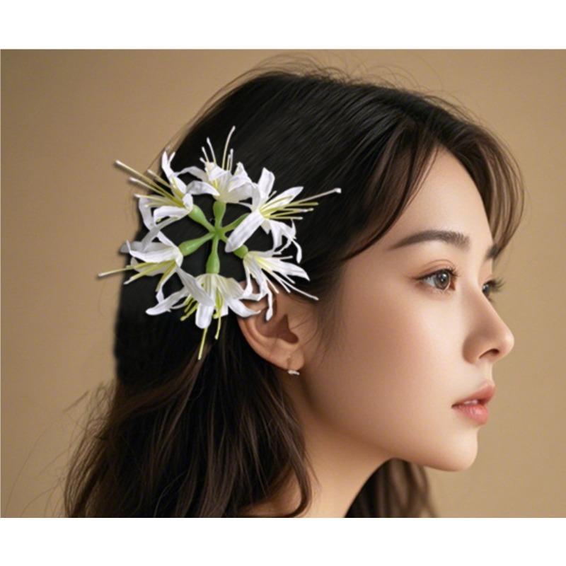 Fermagli per capelli a forma di fiore di giglio per donne ragazze Barretta Clip a pinza di granchio Fermagli per capelli per coda di cavallo Copricapo da bagno spiaggia Accessori per capelli