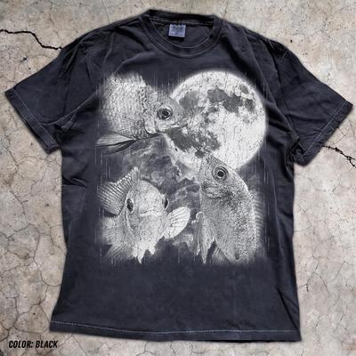 Moonlit Fish Shirt, Full Moon Graphic Tee, Ocean Life T-Shirt, Celestial Fish Art