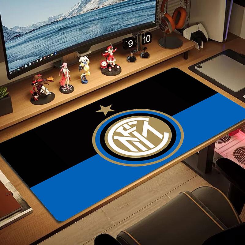 Tappetino per Mouse FC Internazionale Milano, Tappetino da Scrivania XXL per Gaming, Tappetino Mouse Antiscivolo XXL per Laptop e Tablet, Tappetino per Mini PC con Bordi Cuciti