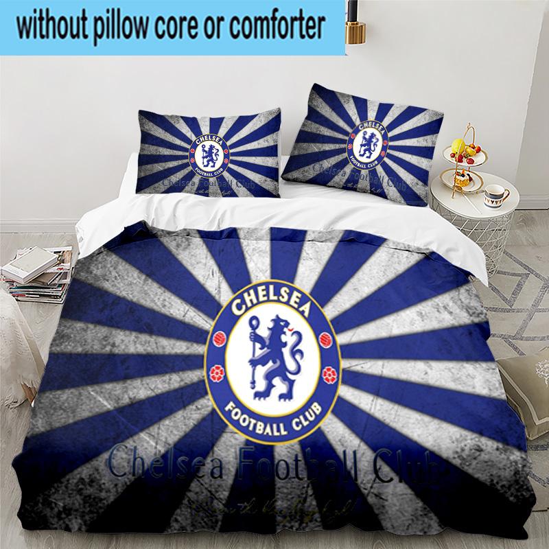 Chelsea Football Club Crest 3PCS Bedding set,Ideal for1pc Duvet Cover And 2pcs Pillowcases Perfect for Christmas gift,Ideal for Bedroom, Dormitory