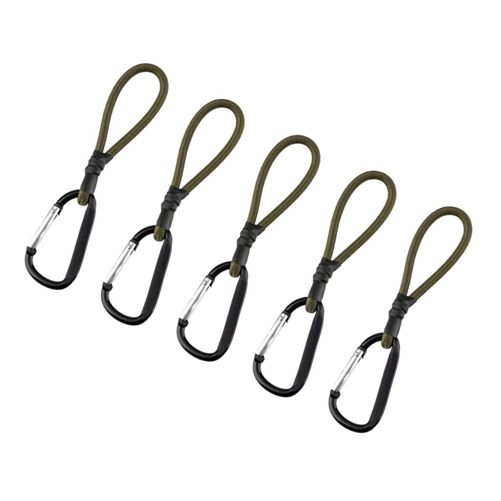 5pcs Tent Fixing Bungee Cord Versatile Elastics Rope Strong Load Bearing Hook with Quickly Attach Carabiner Clip