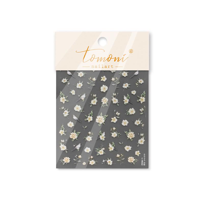

Томони 3D Тисненые Японские Детские Наклейки для Ногтей - Дизайн Камелия и Птица
