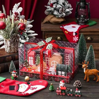 Christmas House Box Gift Packaging Box House Candy Cookie Gift Decoration Countdown Calendar Box for Newyear Christmas