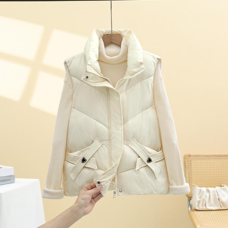 

Down cotton vest women s outer wear European rhombus fashion pocket zipper cotton-padded jacket vest autumn and winter new M
