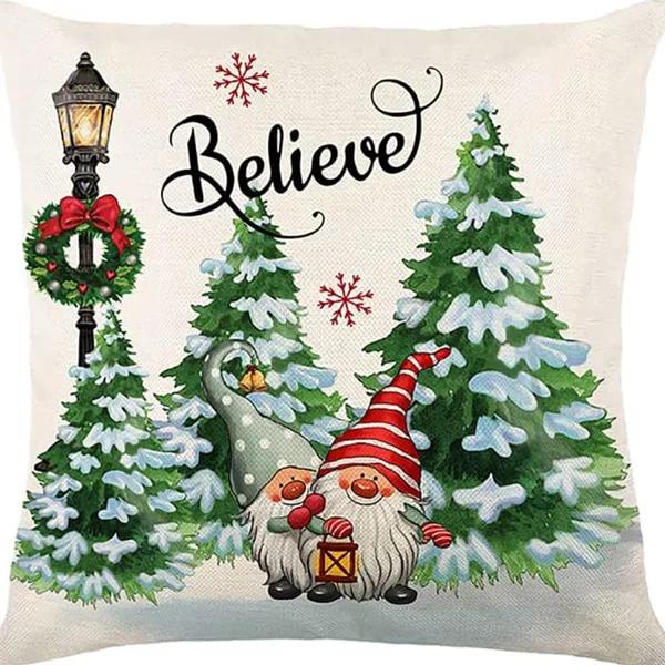 Winter Series Christmas Eve Linen Pillowcase Home Living Room Sofa Bedroom Cushion