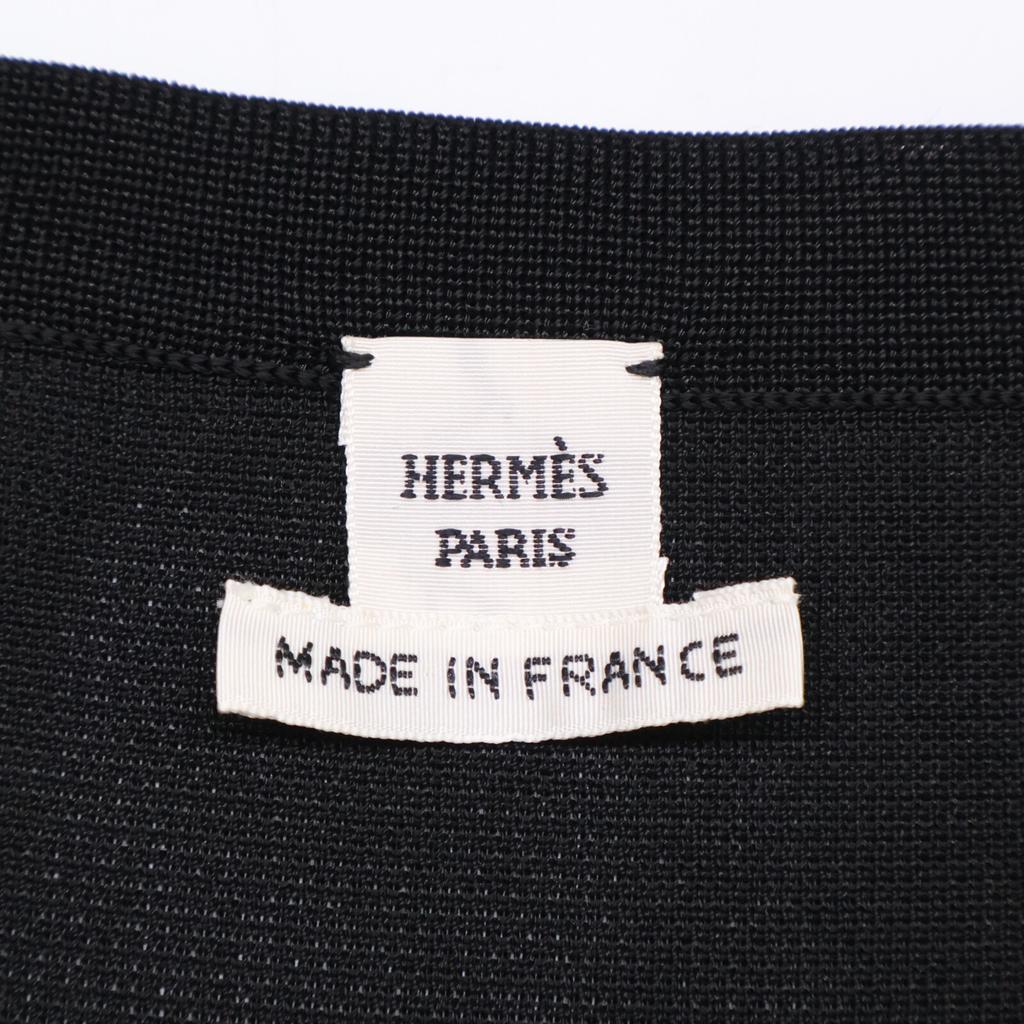 Hermes [/Domestic Regular] Cannes Et Cannes Twill Elene Knit Dress 38 Black WhiteUsed
