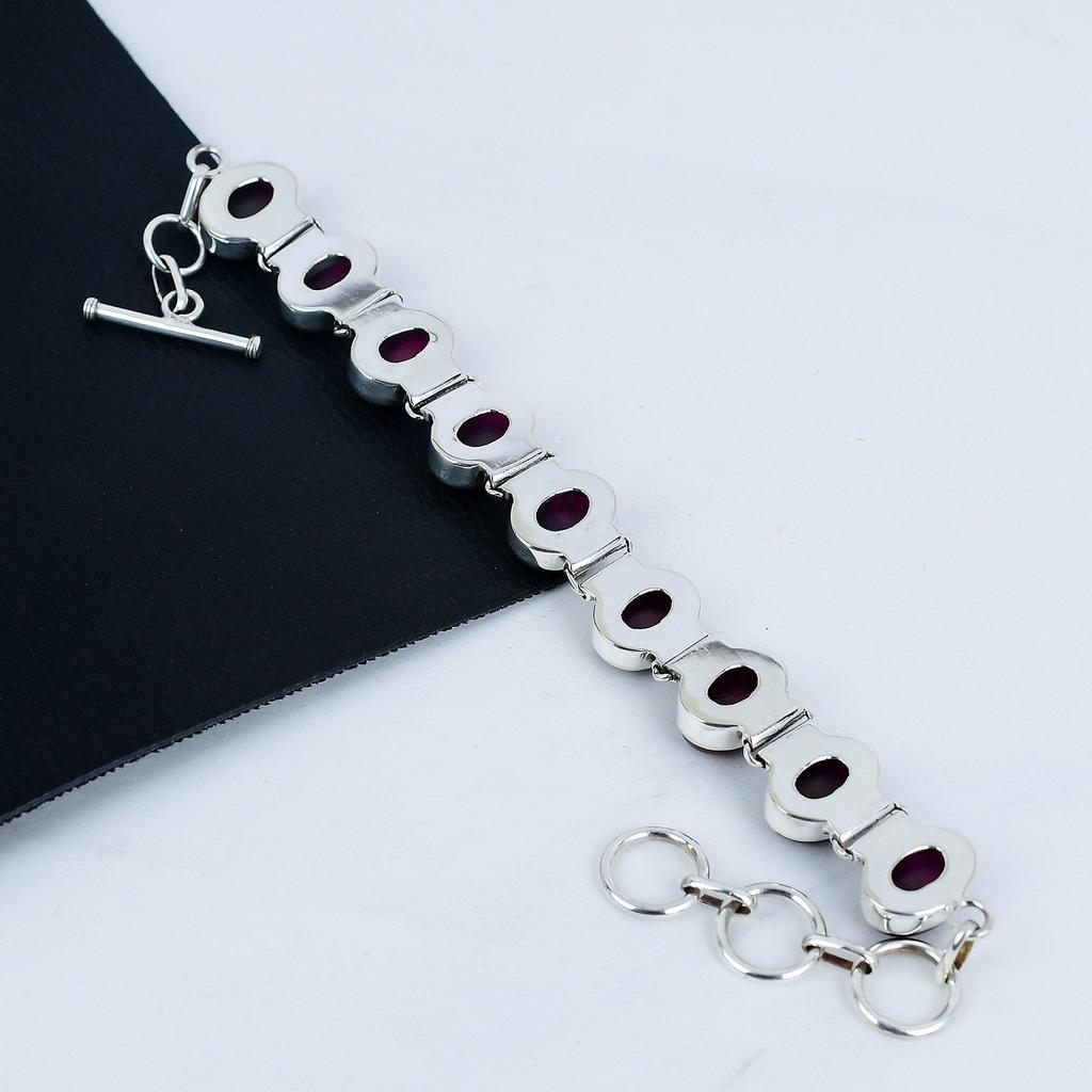 Natural Pink Flash Labradorite Gemstone Handmade 925 Sterling Silver Bracelet, Pink Flash Labradorite Bracelet For Wife , Unisex Bracelet Gift