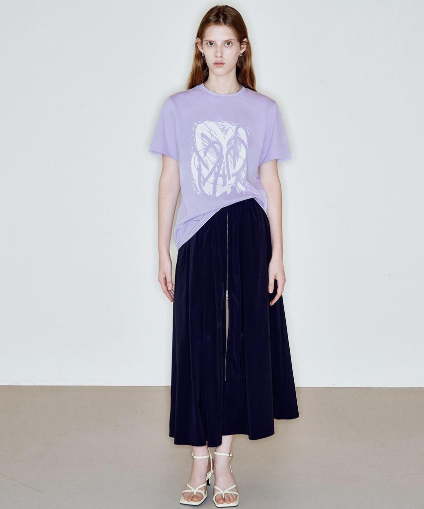 Ssikeoseun Printed Round Neck T-Shirts_Lavender