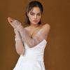 Removable Lace Long Bridal Gloves Hollow Out Transparent White Wedding Women Mesh Decoration Arm Sleeves