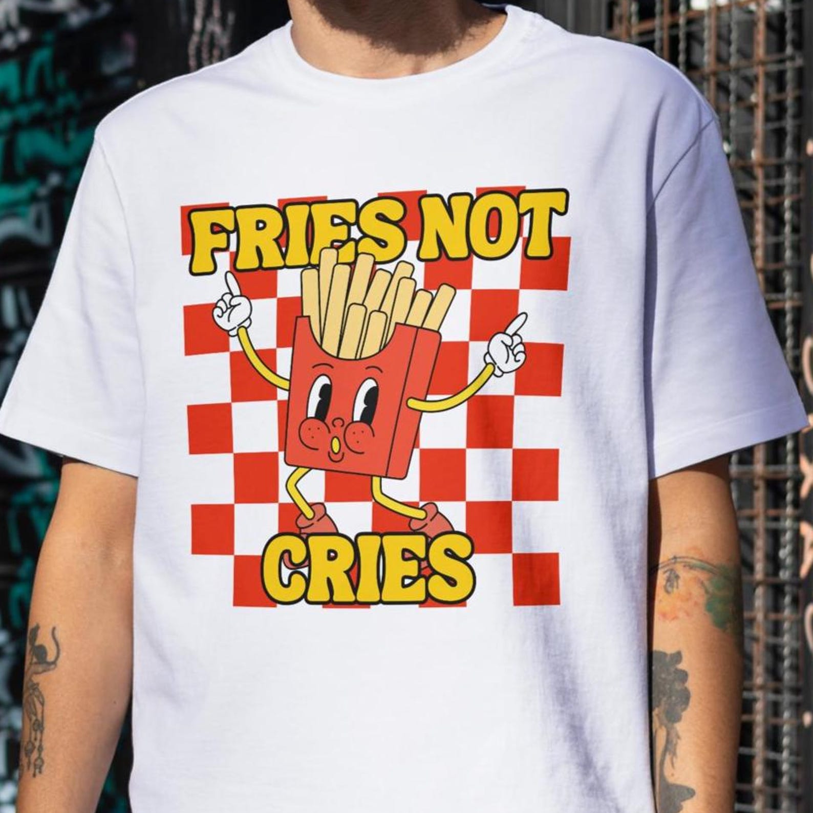 Fries Not Cries Shirt, French Fry Lover Gift, Retro Fries Print, Fast Food Lover Gift, Frites, French Fries, Cute Girl Shirt, Women Shirt L