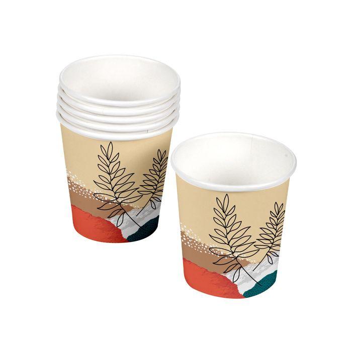 Gobelets en carton - EDEN - Fleurs abstraites - Lot 10 - 23 cl - Motif nature bohème