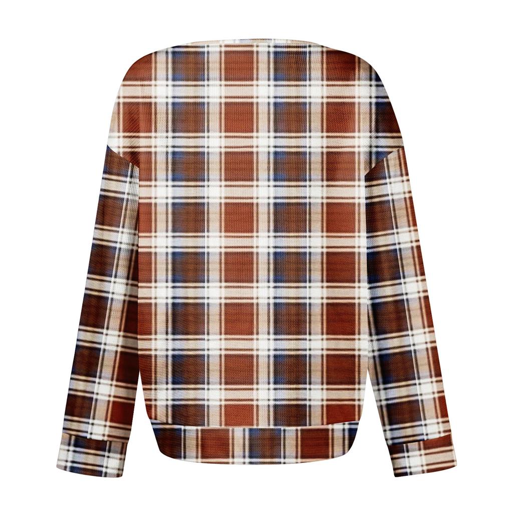 Women's Casual Shirts Long Sleeve Tops Button Up V Neck Loose Knit Fall Favorites For Women